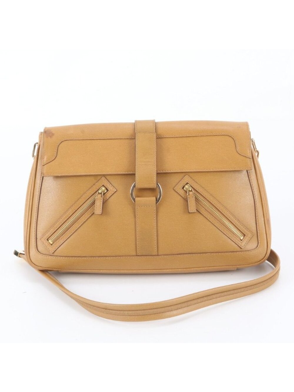 Gucci Leather Chain Shoulder Bag Crossbody Brown